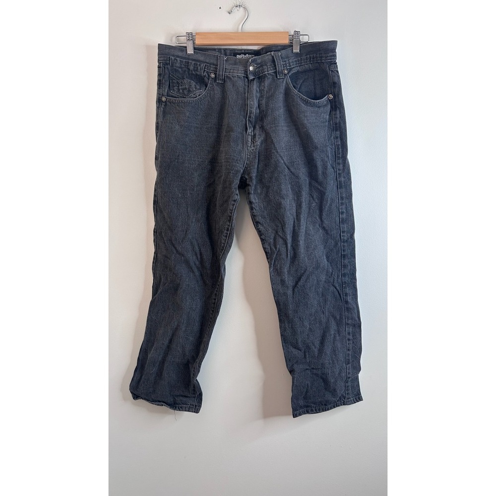 Ecko Unltd Mens Relaxed Straight Leg Jeans Faded Black Denim 38x30 Streetwear